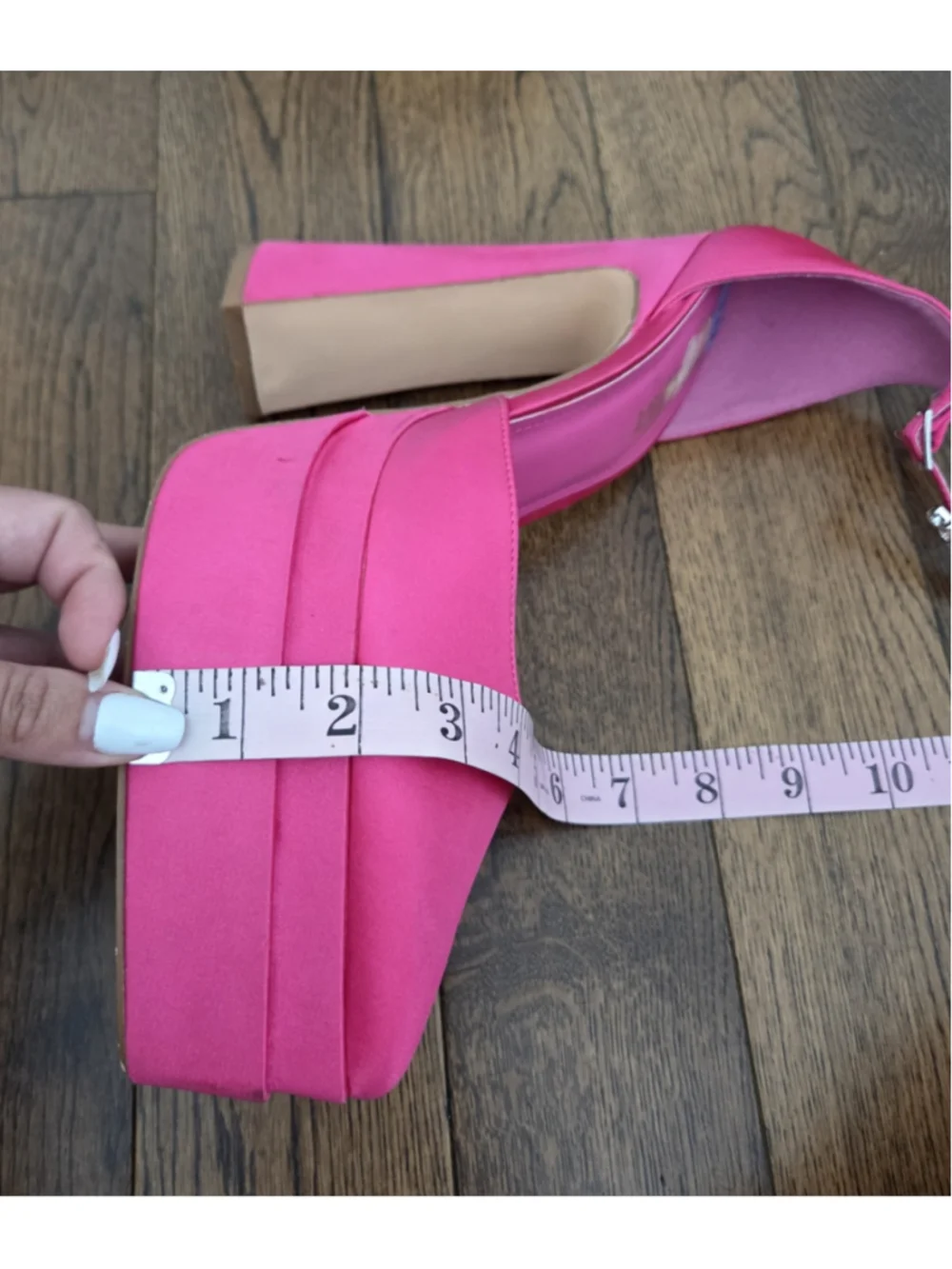Women's Liliana Platform Heels Size 10 Pink Rhinestone Ankle Strap - Picture 7 of 10